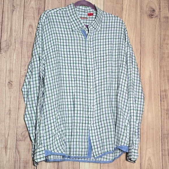 Report Collection Mens Plaid Stripe Button Down LS 100% Linen Shirt  XL NWT - Picture 1 of 14